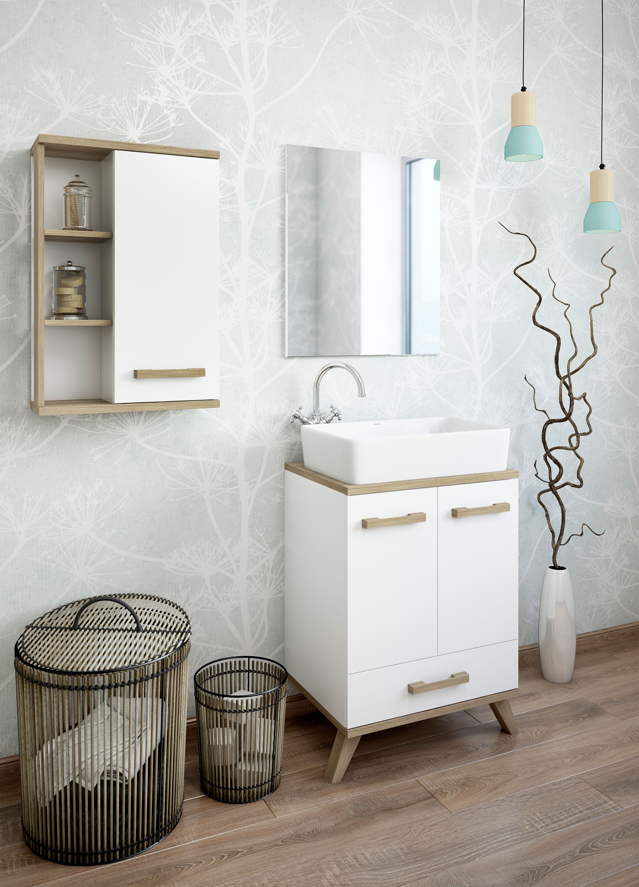 Шкаф Sanflor Ингрид 50 швейцарский вяз, белый C03688 - 1