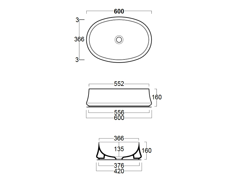 Накладная раковина Simas Sharp 60 см  SH04 - 2