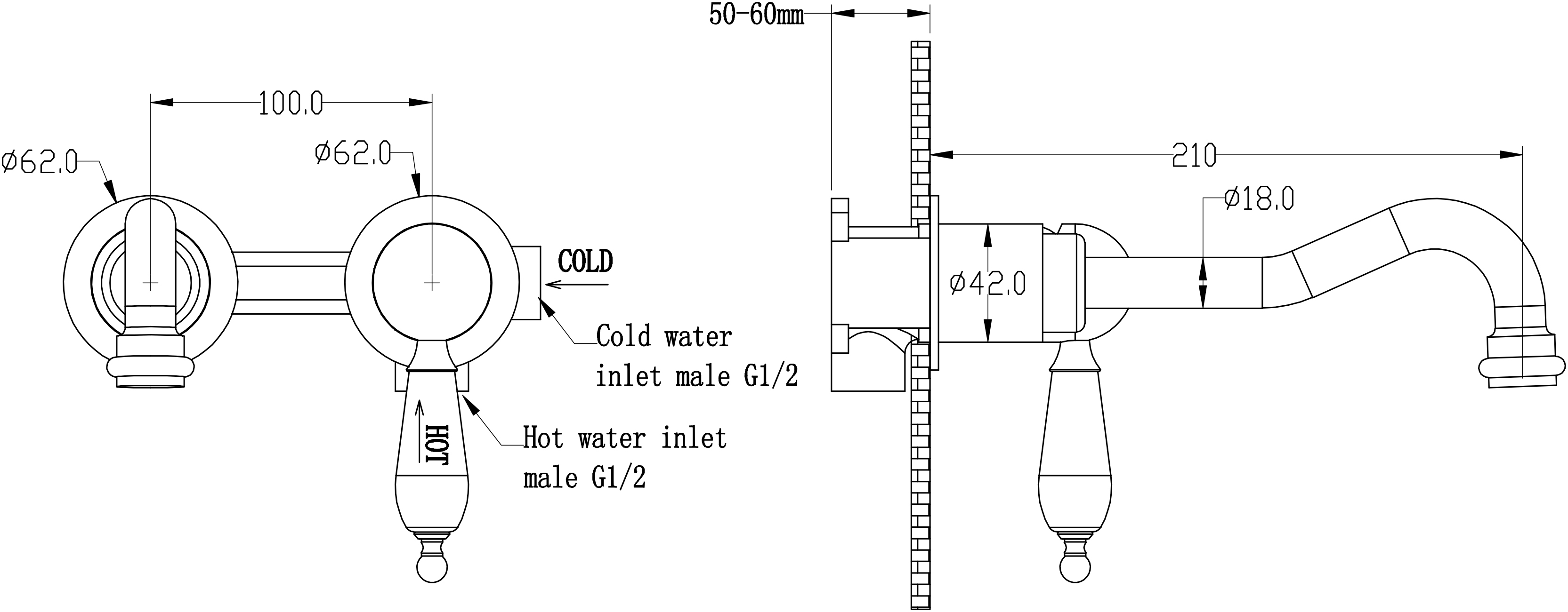Смеситель Boheme Medici 307 С ВНУТРЕННЕЙ ЧАСТЬЮ, для раковины - 1