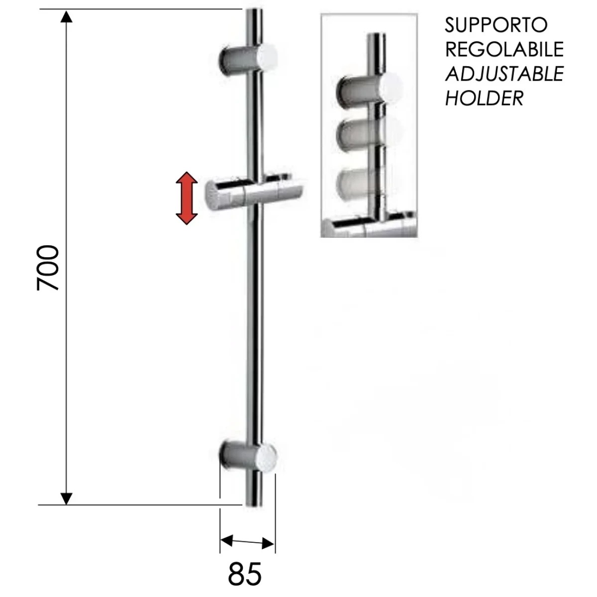 Штанга для ручного душа без шланга xv никелированная сталь remer 317GXV - 1