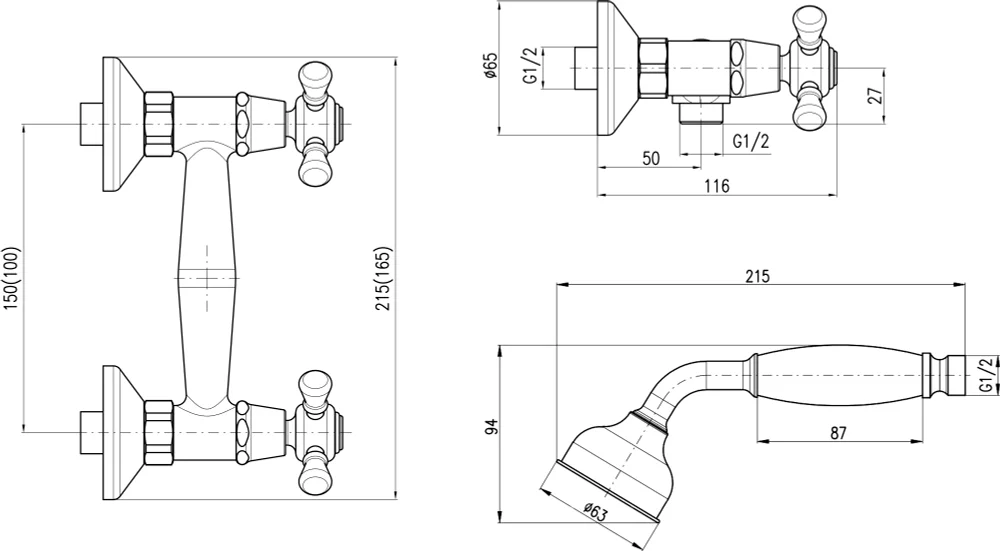 Смеситель для душа Rav Slezak Morava retro черный матовый MK180.5/1CMAT - 2