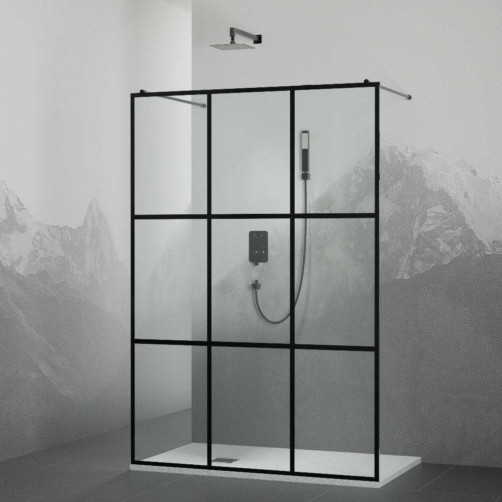 Душевая перегородка Rgw Walk in WA-018-B 120x200 профиль черный стекло прозрачное с рисунком 35101812-84 - 0