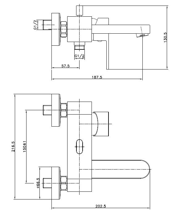 Смеситель для ванны Cersanit Elio хром 63045 - 3