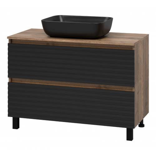 Тумба под раковину Brevita Dakota 100 дуб галифакс олово, черный кварц  DAK-07100-19/02-2Я - 1