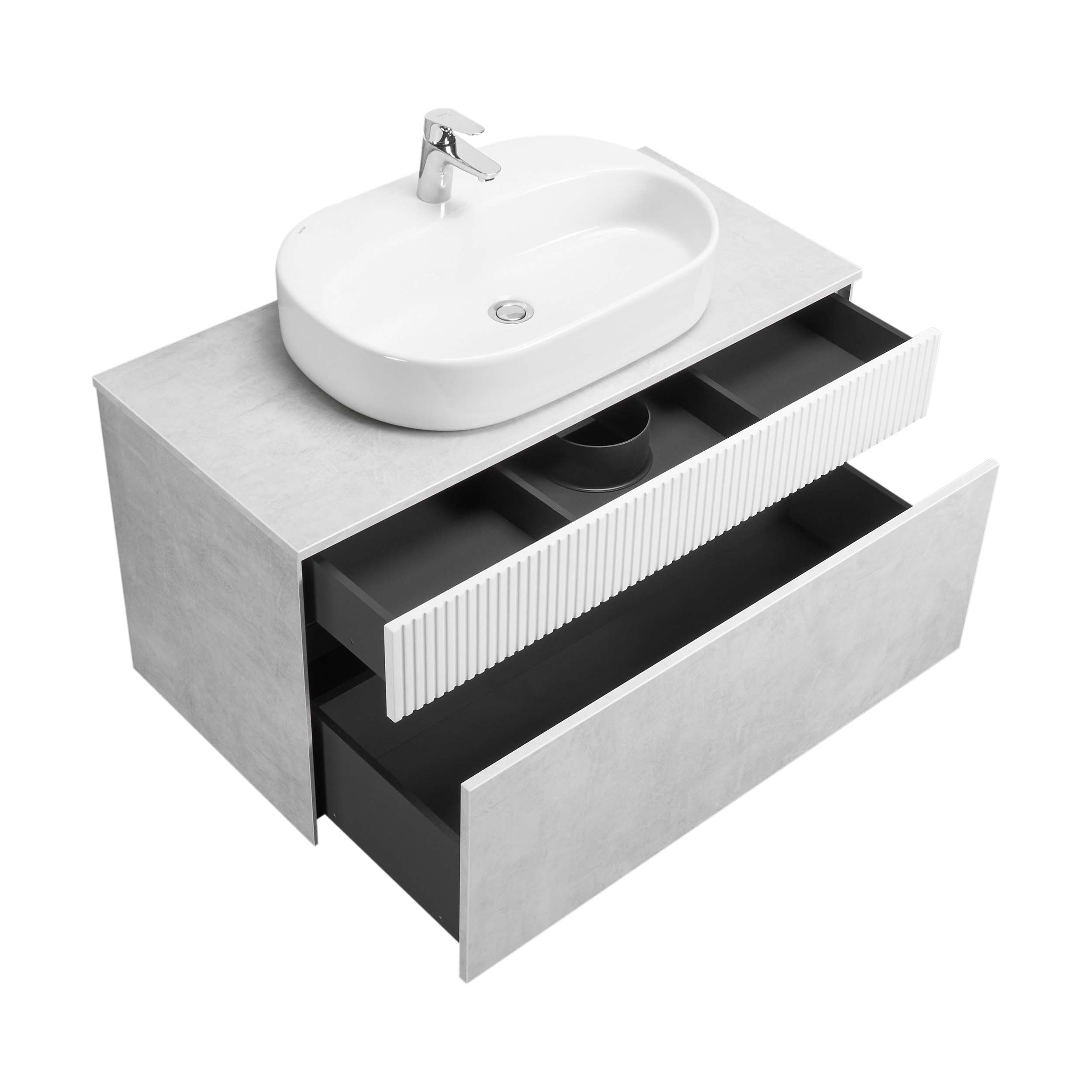 Тумба под раковину Aquaton Марбл 100 белый-серый 1A276301MH4C0 - 7