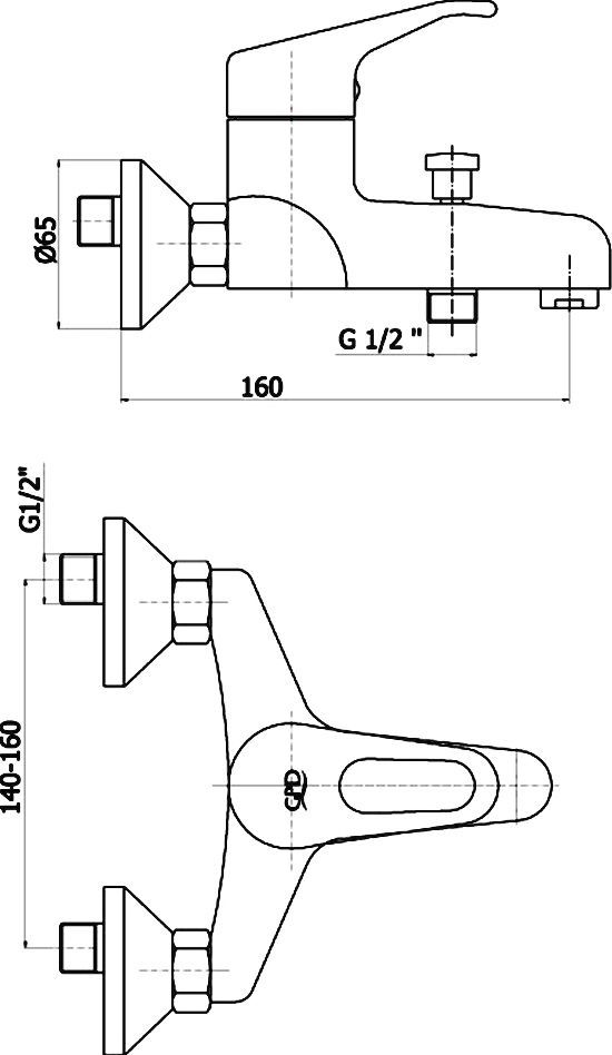 Смеситель для ванны с душем GPD Kalipso хром MBB20 - 1