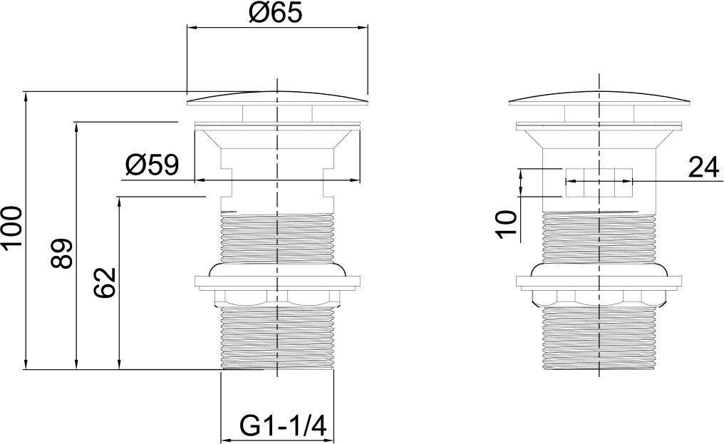 Донный клапан для раковины Allen Brau Priority Round 5.31023-00 с переливом, хром - 1