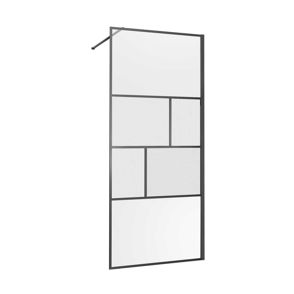 Душевая перегородка Vincea Walk-In 90х200 профиль темный хром стекло рифленое  VSW-1HC900CFGM - 3