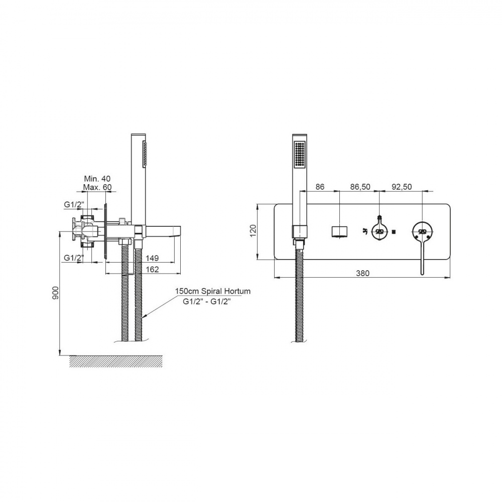 Смеситель для ванны с душем GPD Gildo хром - розовое золото MKA165-K-R - 1