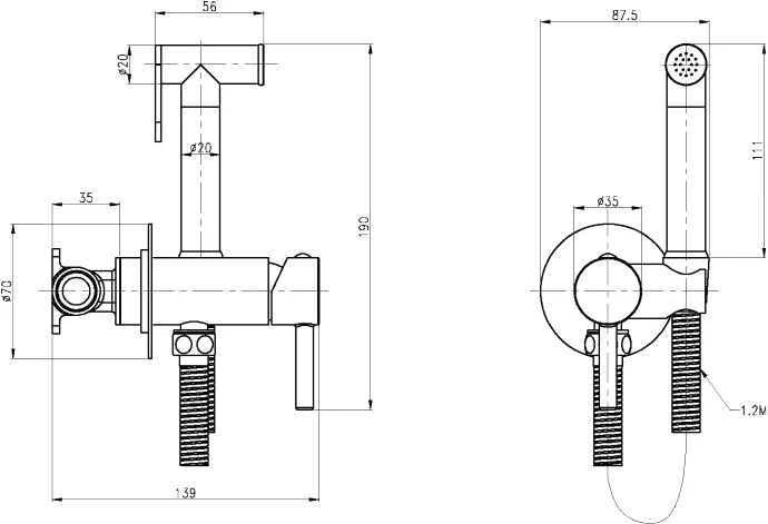 Гигиенический душ Cezares хром  CZR-SET-DA1-ID2-FMM120-01 - 1