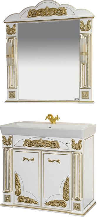 Тумба для комплекта Misty Барокко 100 белая, патина Л-Бар01100-013Пр - 3