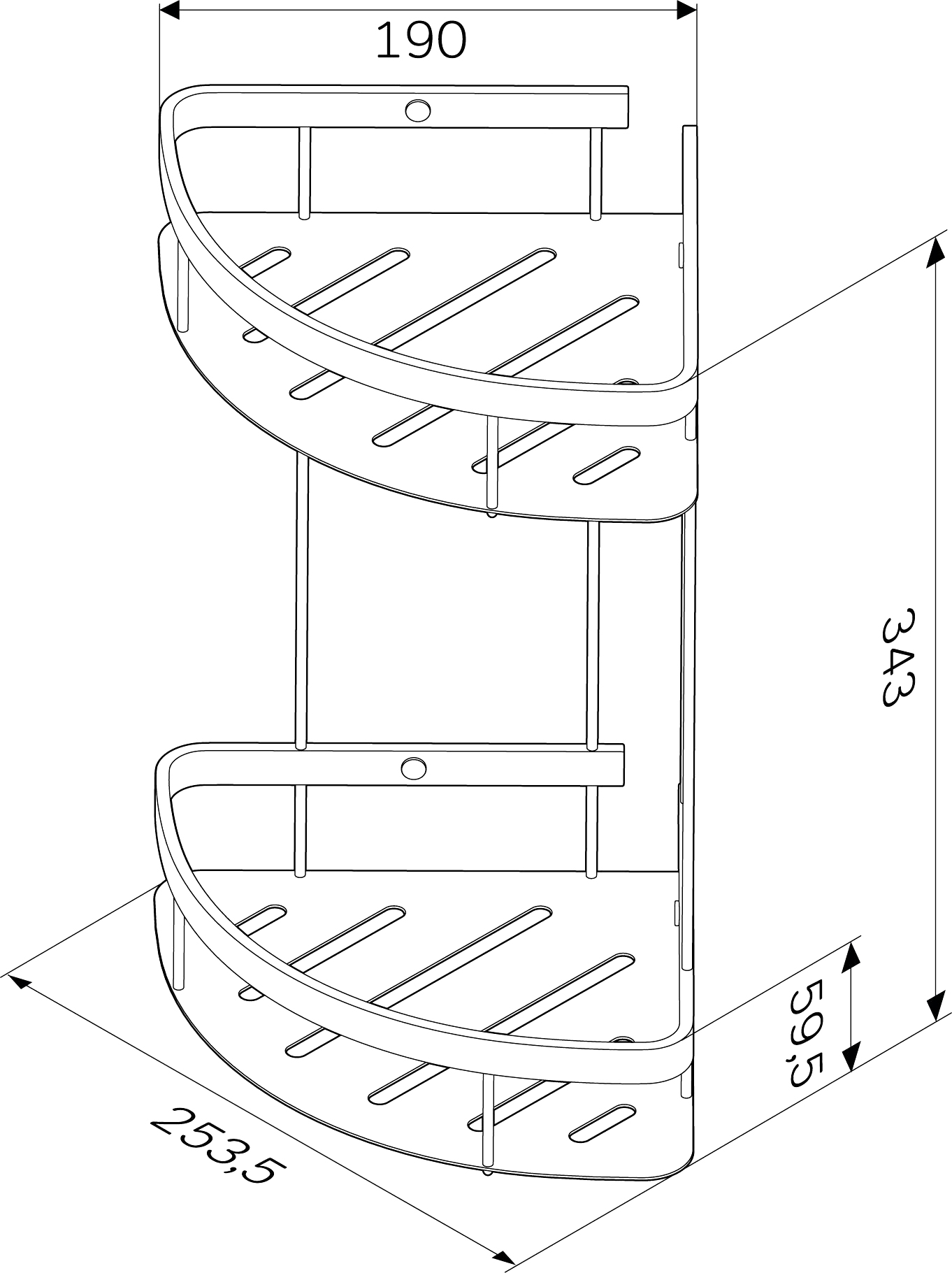 Полка AM.PM Sense L A7454200 2-ярусная, хром - 5