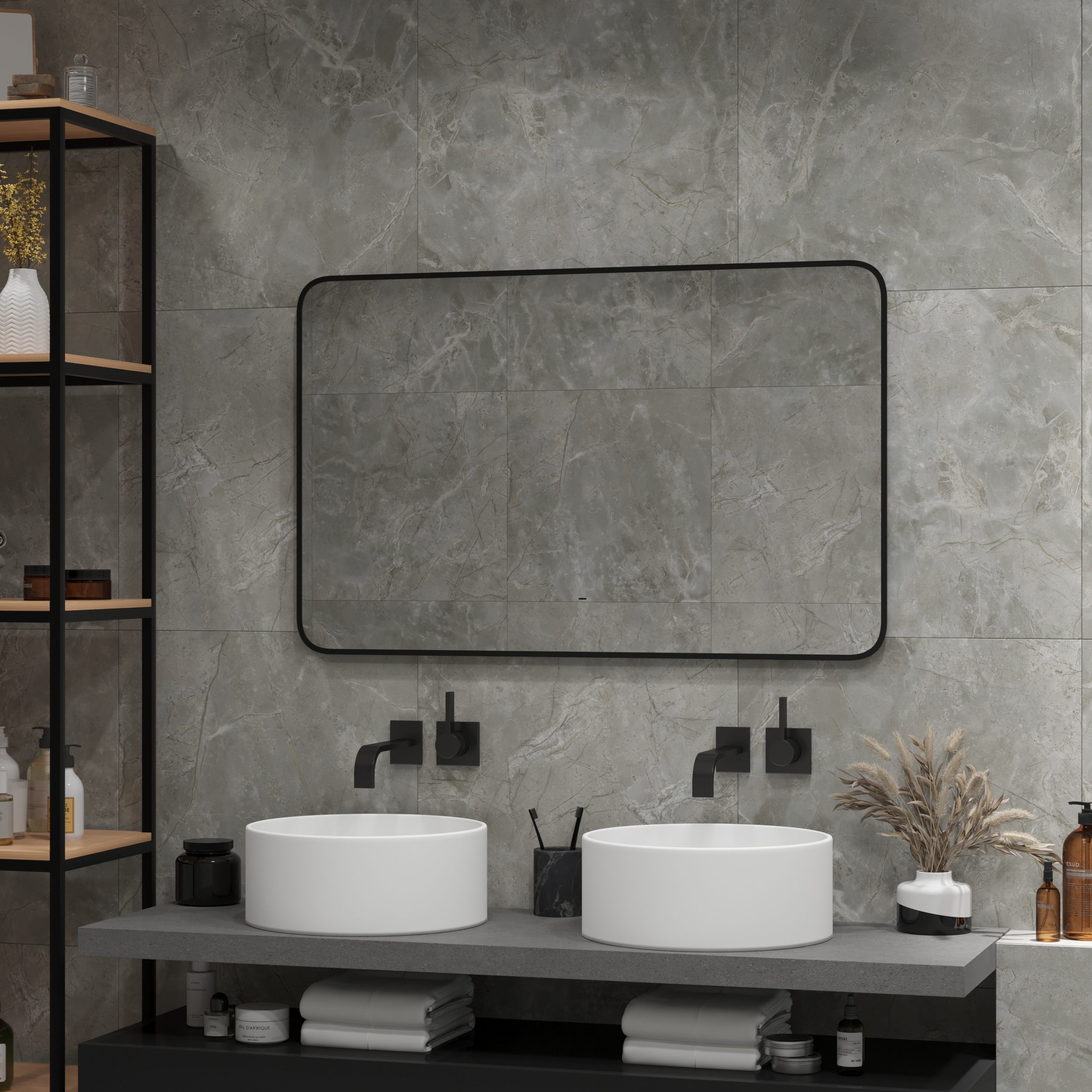 Зеркало DIWO Кострома 120 черное, с подсветкой светодиодной, прямоугольное, настенное ЗЛП1751 - 5