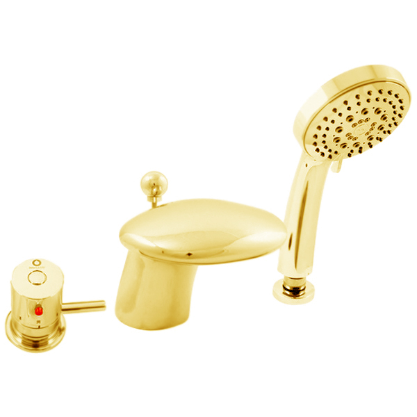 Смеситель на борт ванны термостатический Rav Slezak Dunaj золото DT271.5SZ - 0
