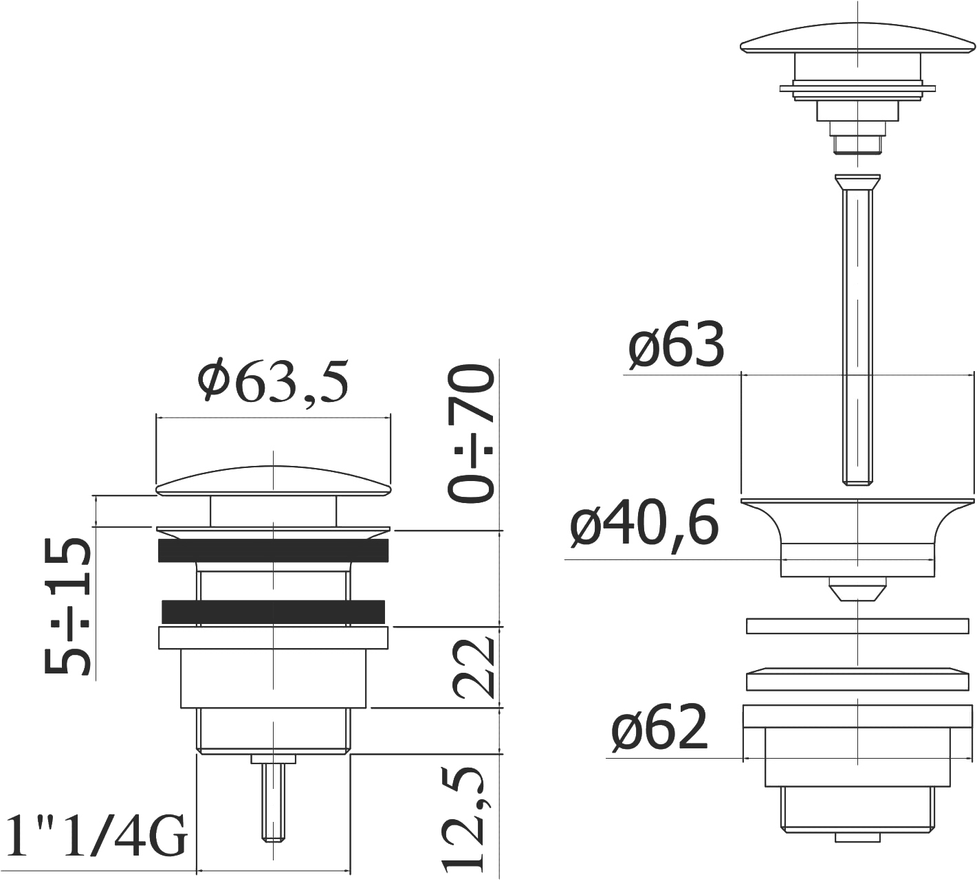 Донный клапан для раковины Paffoni ZSCA050CR - 1