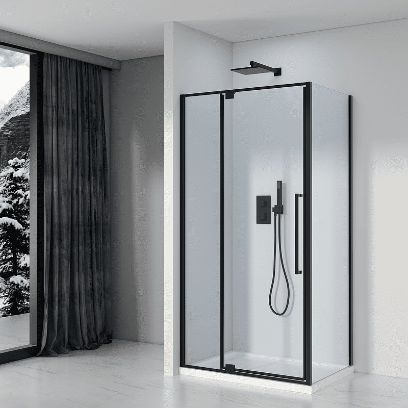 Душевой уголок Black&White Stellar Wind 100х80 черный стекло прозрачное 8181000 - 1