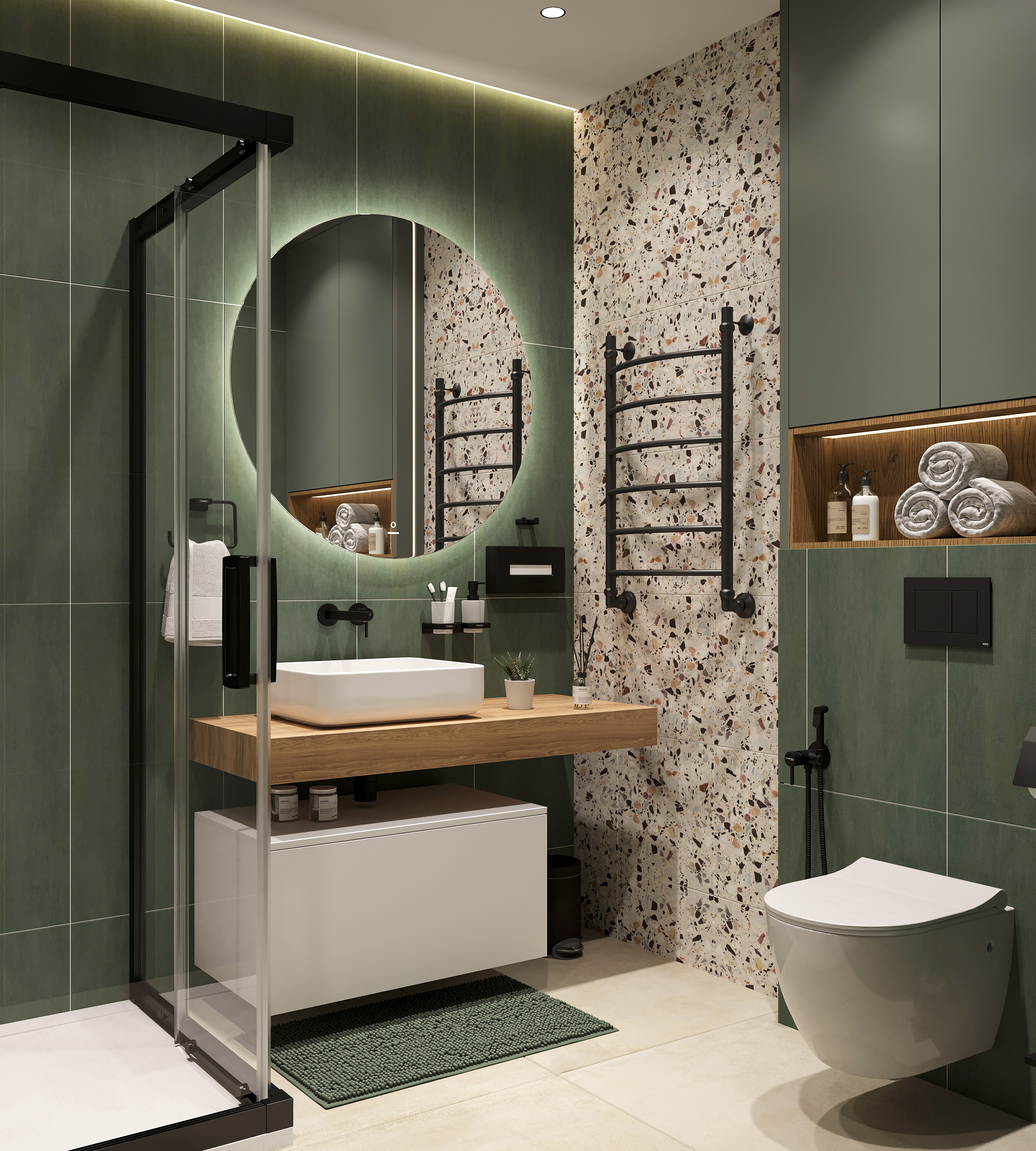 Мебель для ванной STWORKI Ольборг 120 столешница дуб французский, без отверстий, с тумбой 80, с раковиной STWORKI Soul 1 белой 489182 - 1