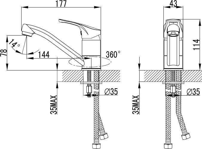 Смеситель для раковины Milardo NEVA хром  NEVSBR0M01 - 6