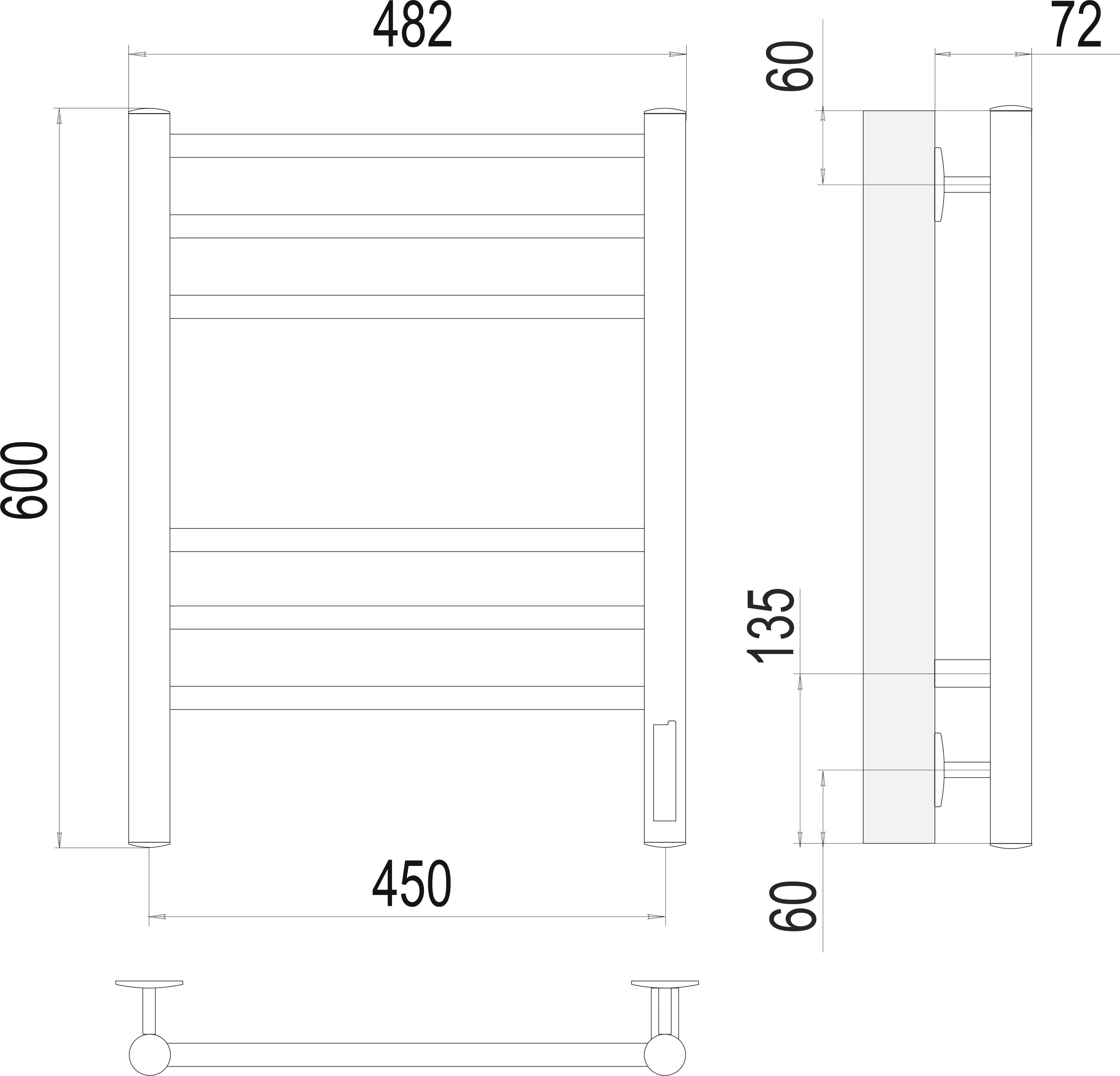 Электрический полотенцесушитель Terminus Аврора П6 450x600 Черный матовый 4670078527479 - 2