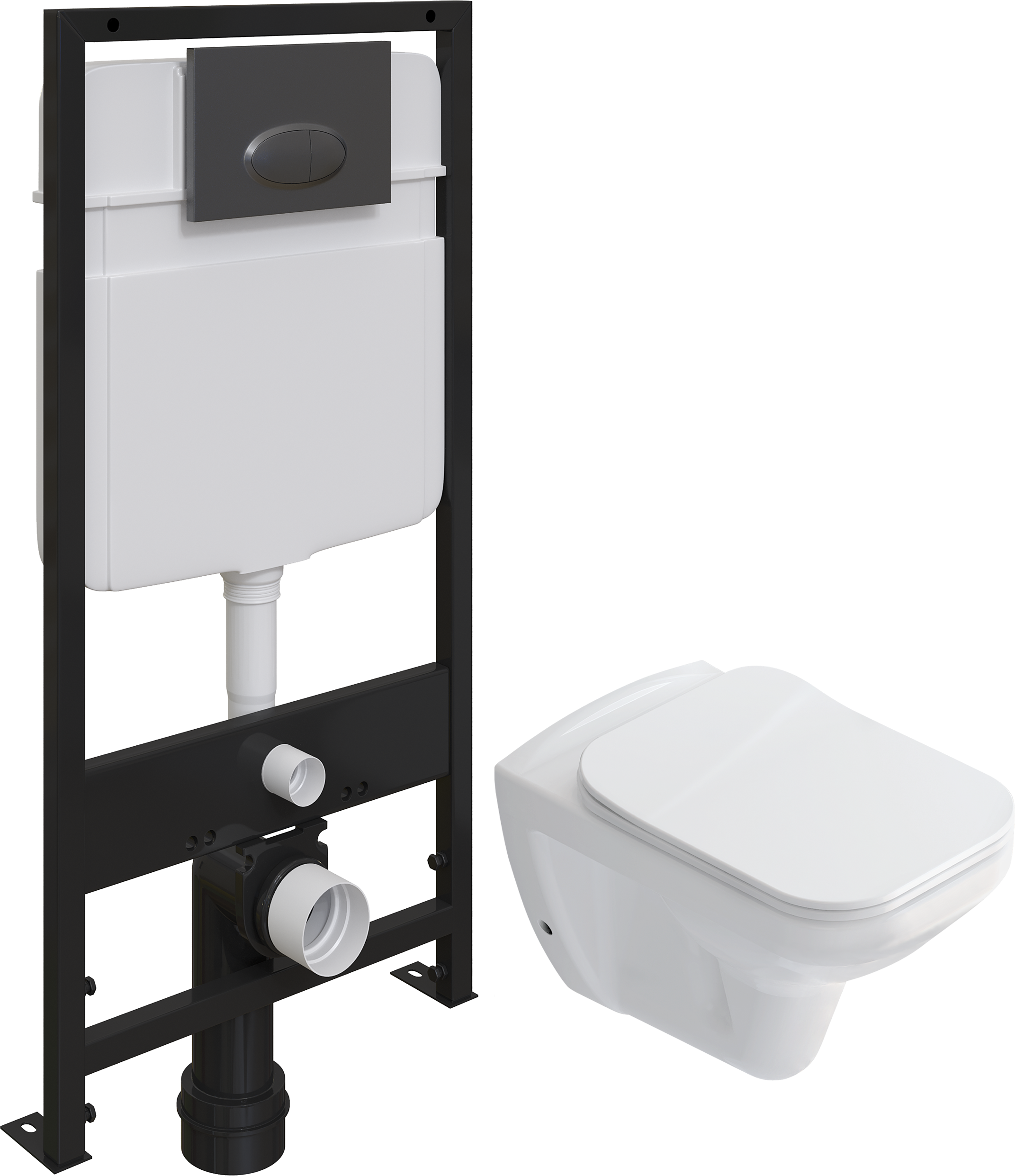 Комплект Унитаз подвесной STWORKI Дублин SETK3504-0605 с микролифтом + Система инсталляции для унитазов EWRIKA ProLT 0026-2020 с кнопкой смыва 0054 черной матовой 559931 - 0