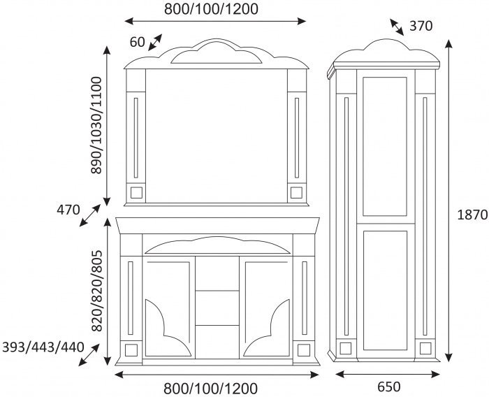 Зеркало Misty Барокко 120 бежевое, патина Л-Бар02120-033 - 8