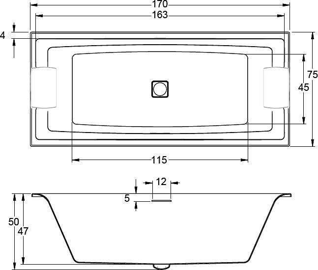 Акриловая ванна Riho Still Square 170x75 два подголовника B100005005 - 7