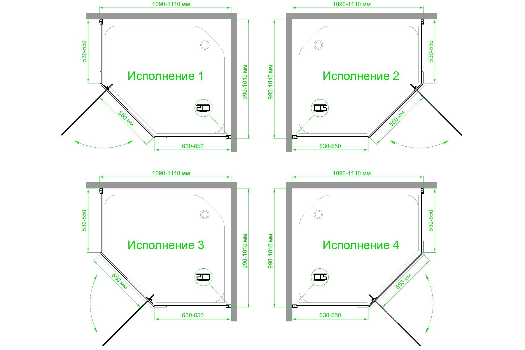 Душевой уголок Royal Bath TR 100х110 профиль белый стекло матовое RB1110TR-C - 3