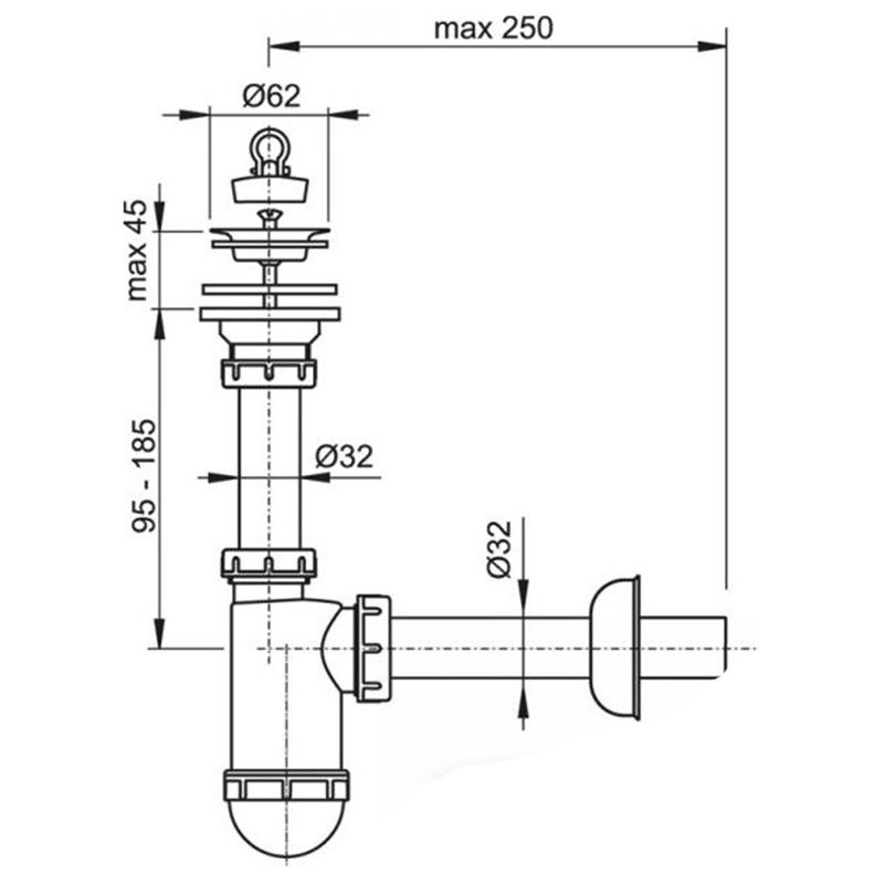 Сифон для раковины AlcaPlast   A411 - 1
