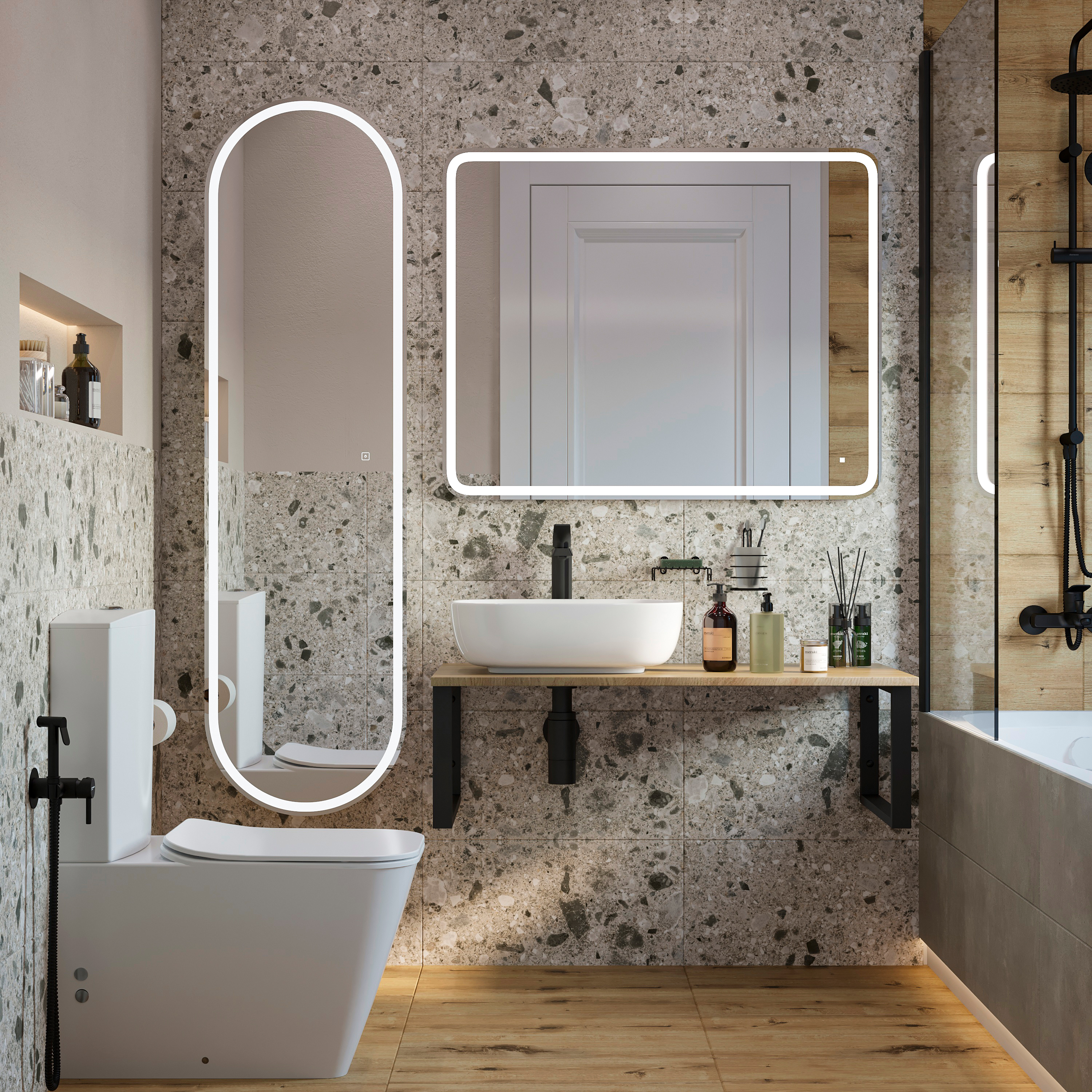 Столешница с раковиной DIWO Элиста 100 светлое дерево, с раковиной Moduo 50 Square 555405 - 1