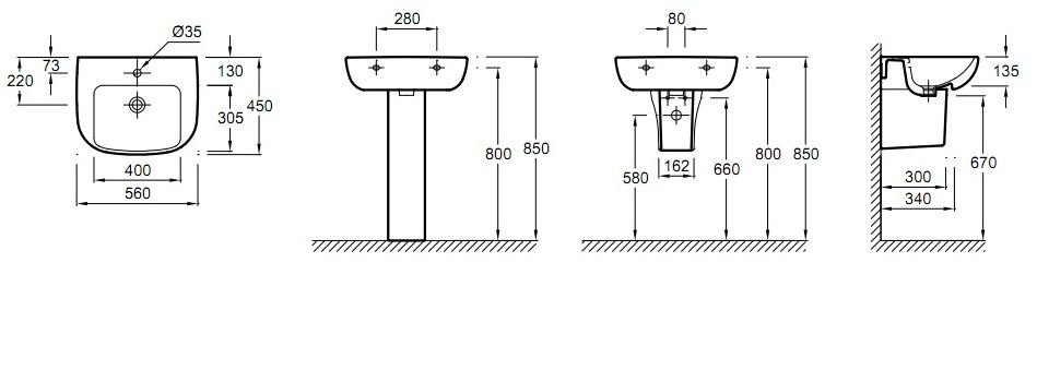 Раковина Jacob Delafon Odeon Up E4737 56 см E4737-00 - 1
