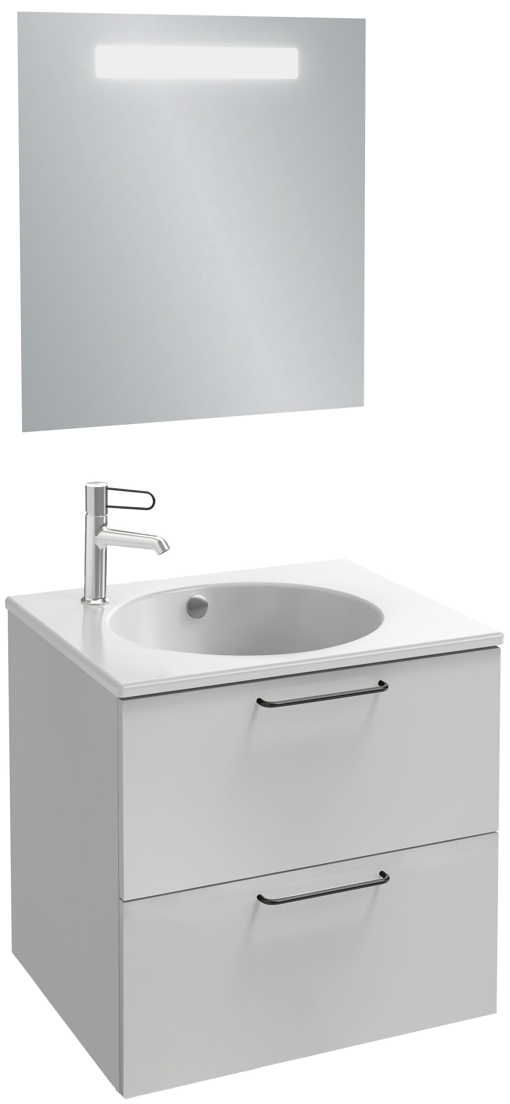 Тумба для комплекта Jacob Delafon Odeon Rive Gauche 60 белая, 2 ящика, ручки черные EB2520-R9-N18 - 1