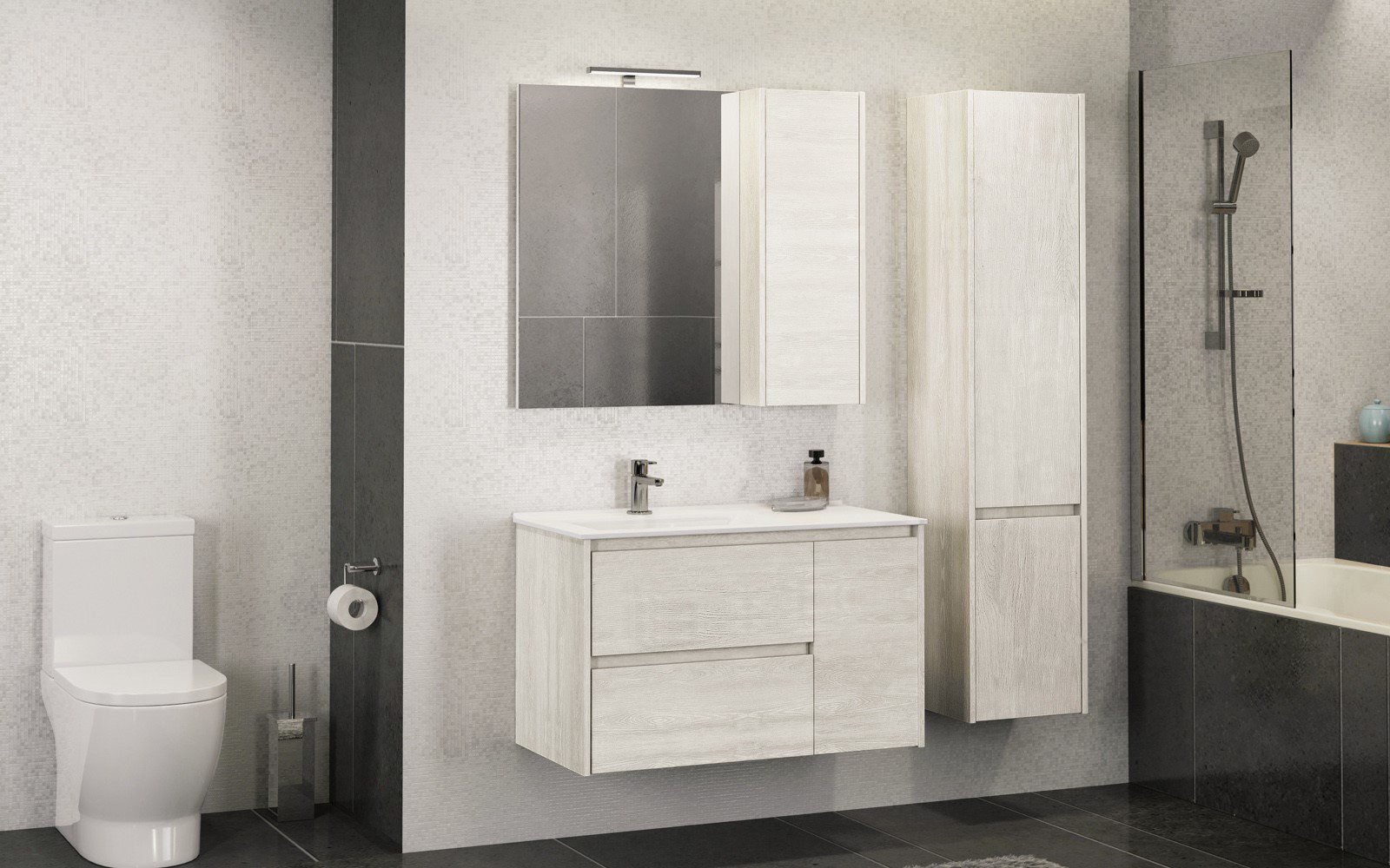 Тумба с раковиной Comforty Бремен 90 дуб белый 00004142375 - 1