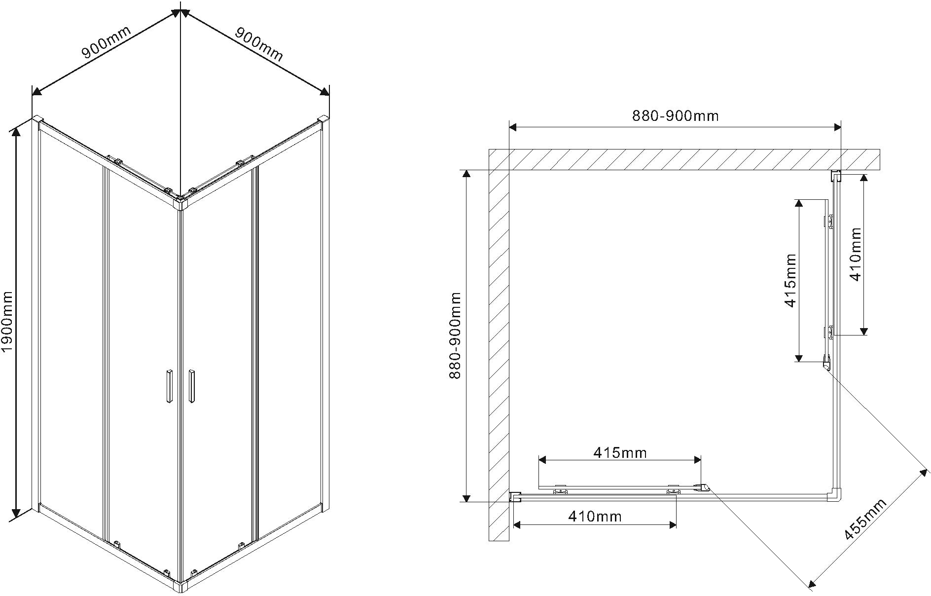 Душевой уголок Vincea Scala VSS-2SC900CL 90x90, профиль хром, стекло прозрачное - 7