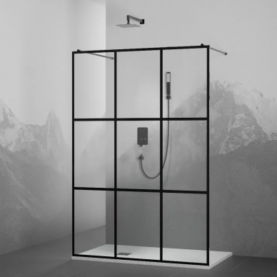 Душевая перегородка RGW Walk In 130х200 черная стекло прозрачное 35101813-84 - 0