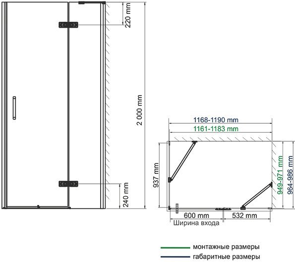 Душевой уголок Wasserkraft Aller 10H10RB black matt, 120x100 см 10H10RBLACK MATT - 5
