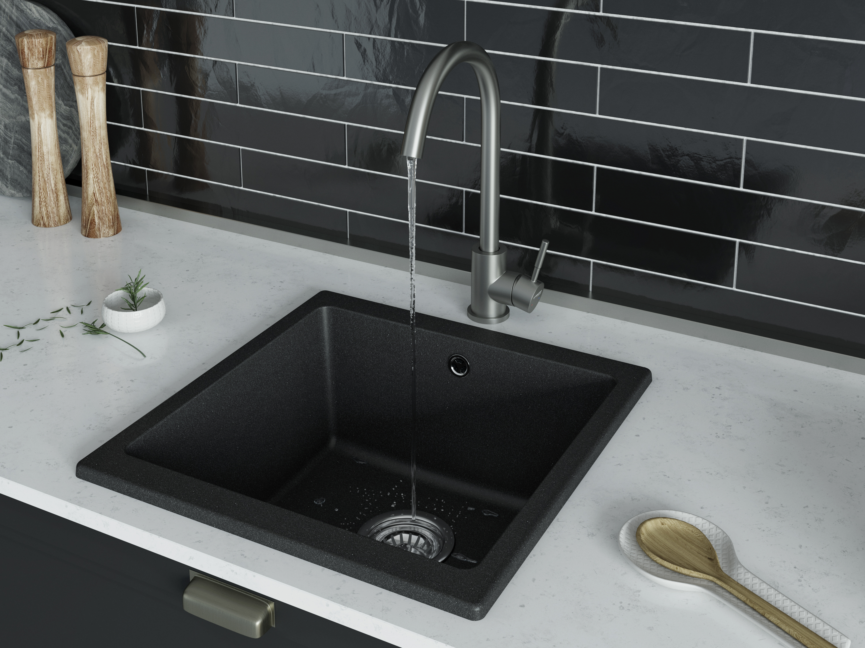 Смеситель для кухни STWORKI by Damixa HSTW07000 никель, однорычажный, с поворотным изливом, с аэратором, матовый - 2