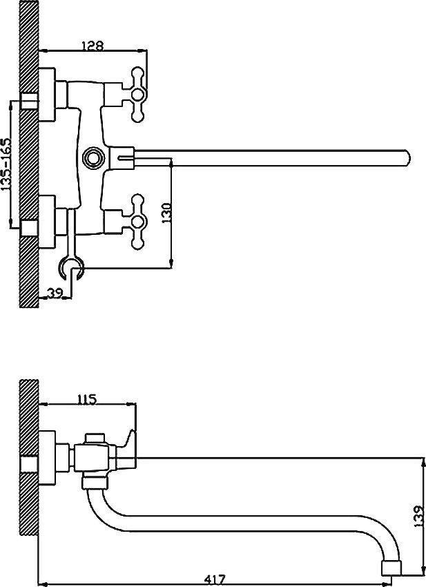 Смеситель для ванны Rossinka  хром  G02-84 - 1