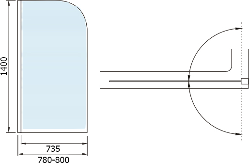 Шторка на ванну Weltwasser WW100 100T1 80х140 хром  10000001222 - 1