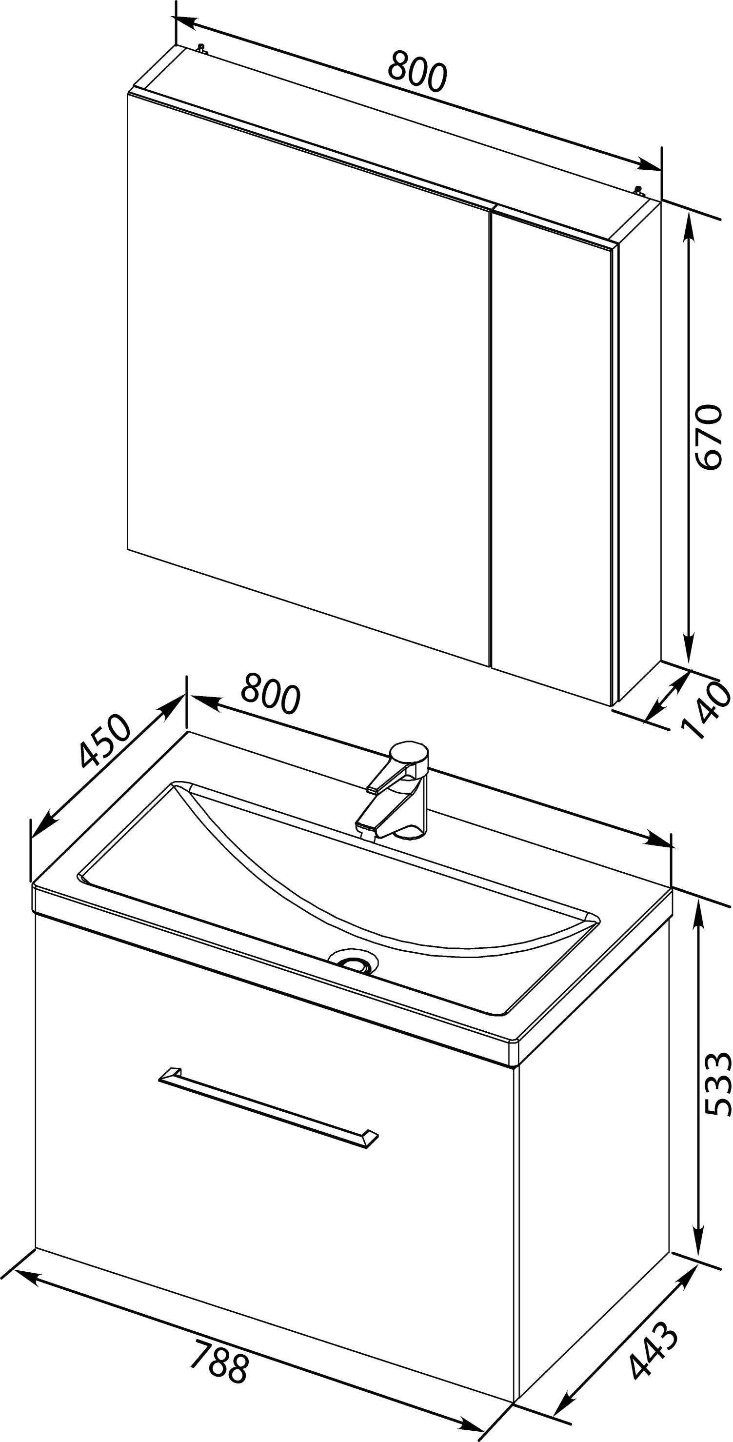 Мебель для ванной Aquanet Порто 80 белая - 9
