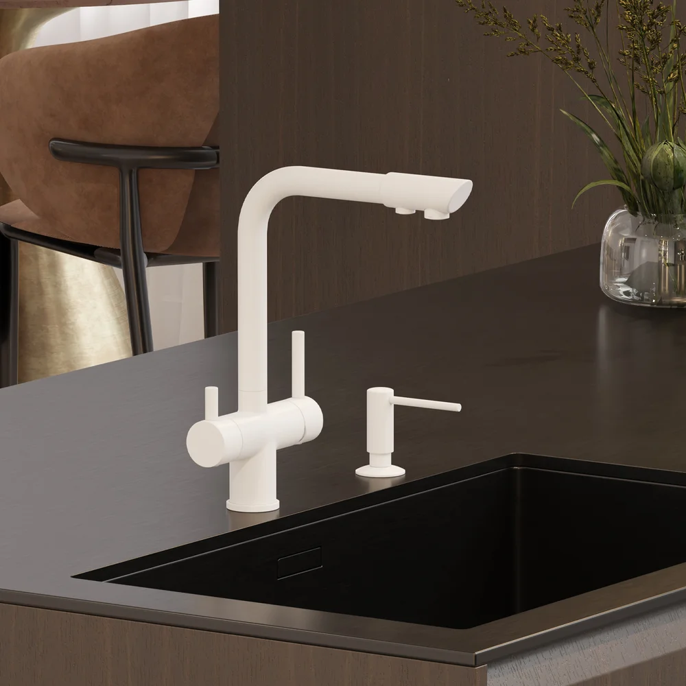 Смеситель для кухни Wasserkraft белый матовый A8357 - 8