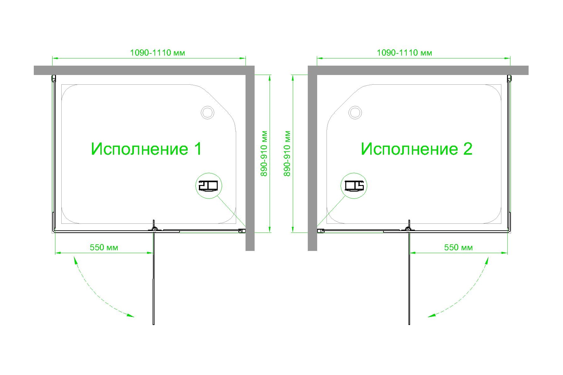 Душевой уголок Royal Bath HPVD 110х90 профиль белый стекло прозрачное RB9110HPVD-T - 3