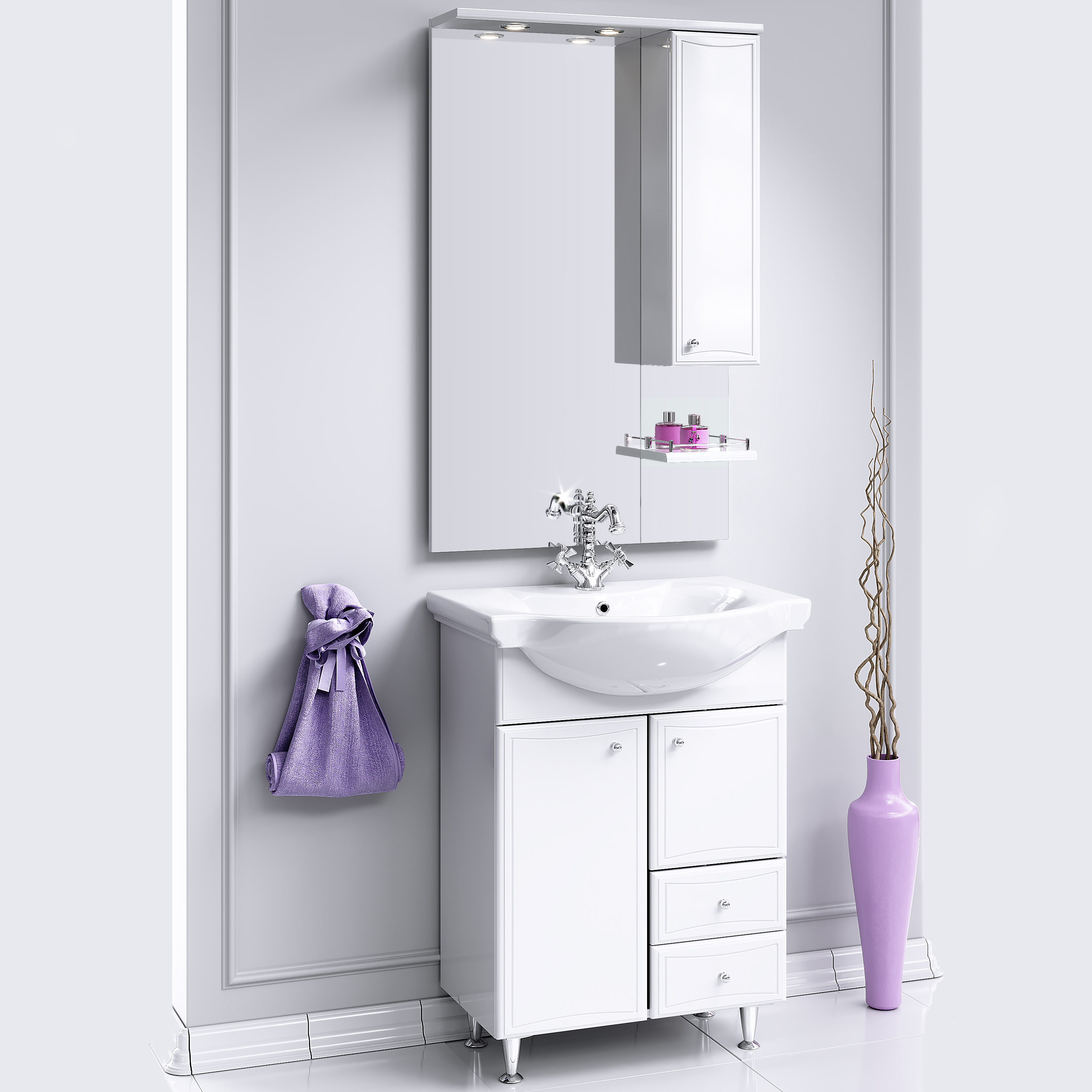 Мебель для ванной Aqwella Барселона Люкс 65 с бельевой корзиной - 0