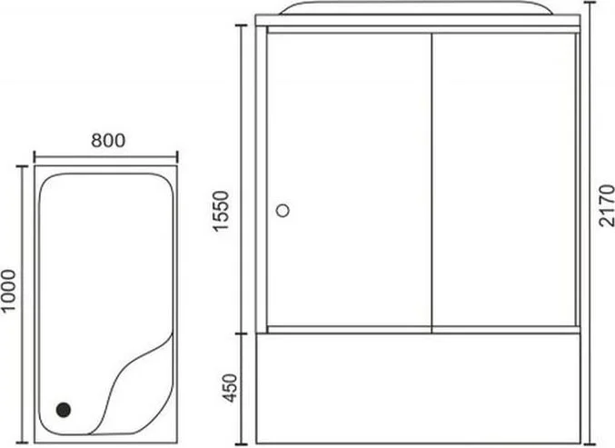 Душевая кабина Royal Bath BP 100x80 R профиль белый стекло матовое  RB8100BP1-M-R - 4