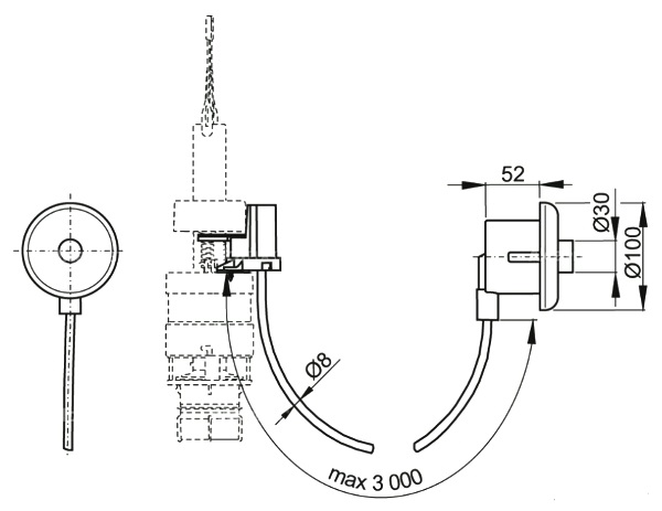 Кнопка пневматического смыва MP011, на расстоянии, MPO11 - 2