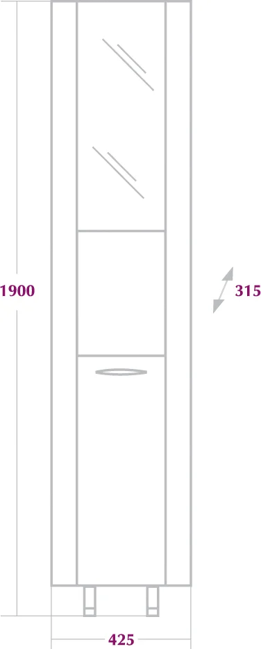 Шкаф-пенал угловой Onika Дюна 30 R с зеркалом, белый  403036 - 1