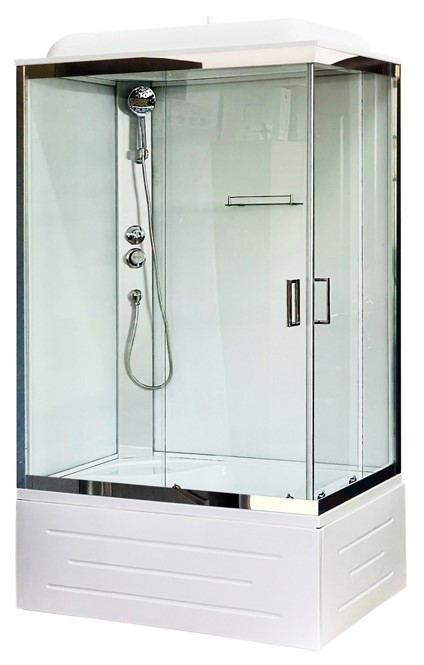 Душевая кабина Royal Bath 100x80 L стекло прозрачное задняя стенка белая RB8100BP5-WT-CH-L - 0