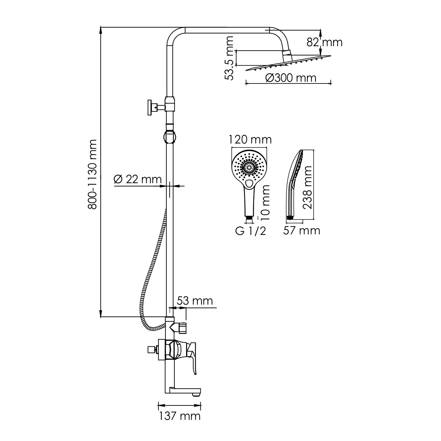 Душевая система WasserKraft 30 хром A166.116.101.010.CH - 2