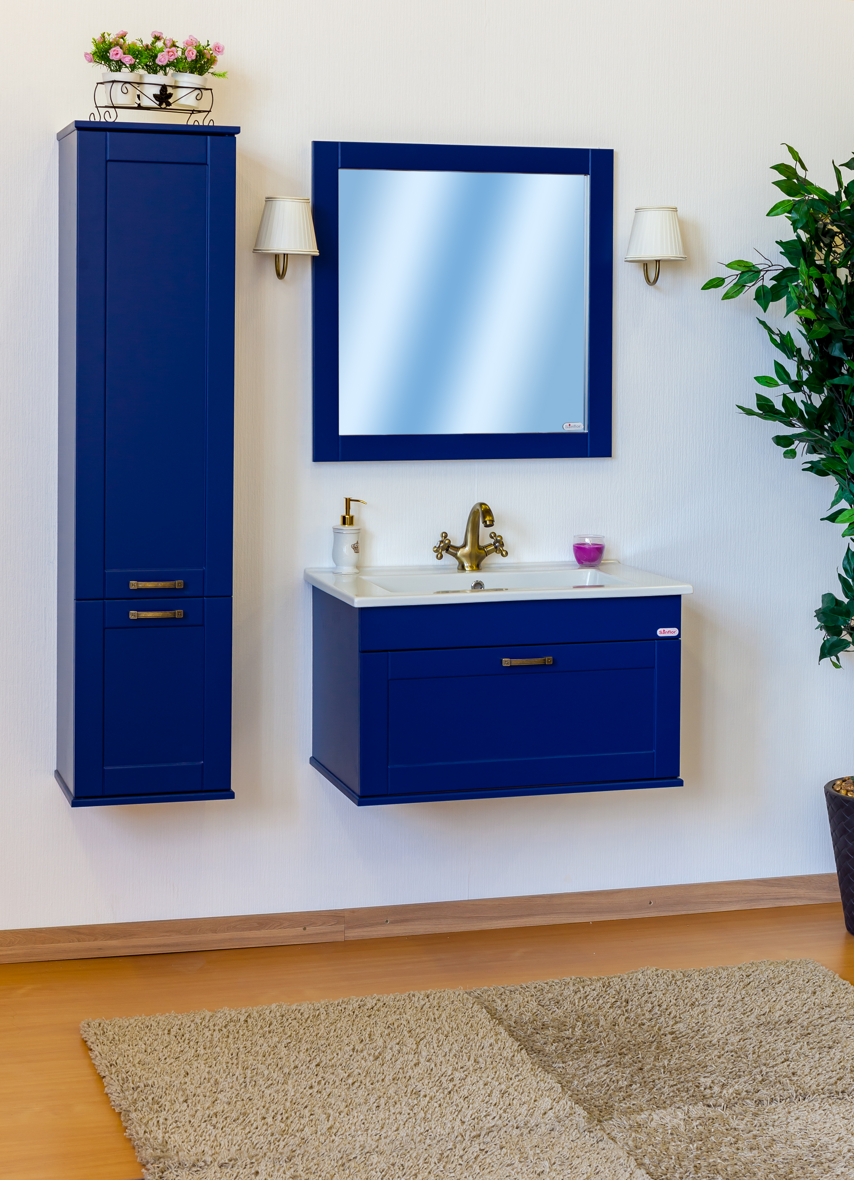 Шкаф-пенал Sanflor Ванесса L подвесной, индиго С000005890 - 1
