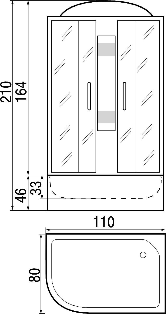 Душевая кабина с поддоном River Nara 110/80/44 MT R  10000002816 - 6