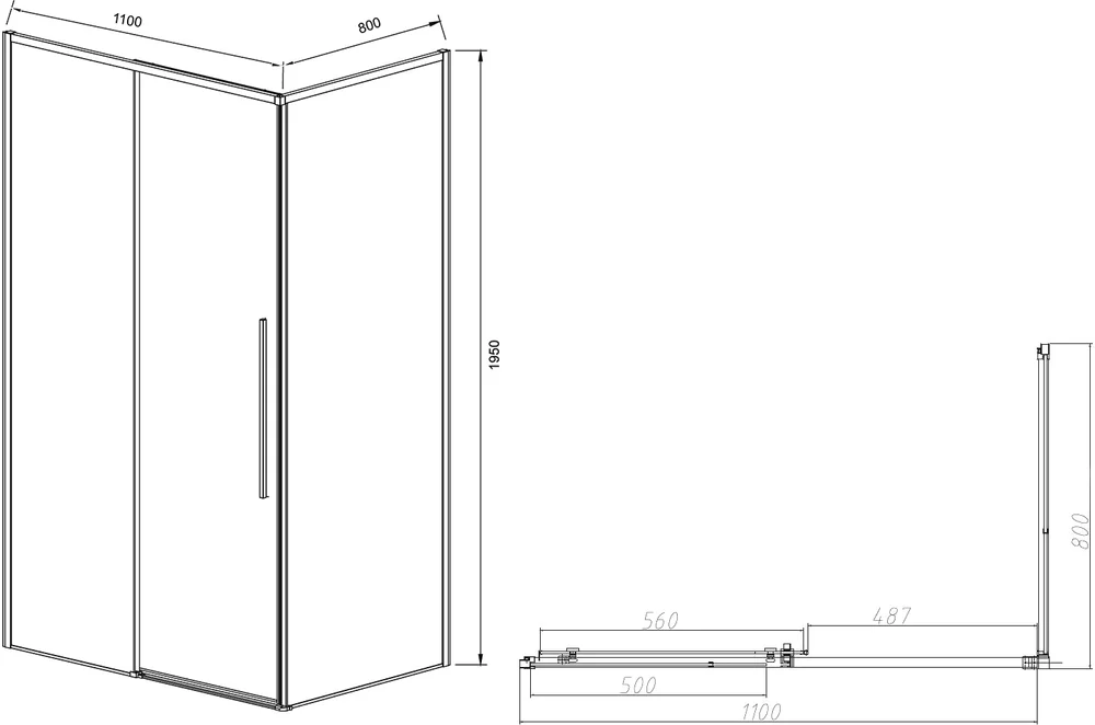 Душевой уголок Vincea Slim-N 110х80 профиль черный стекло прозрачное VSR-4SN8011CLB - 5